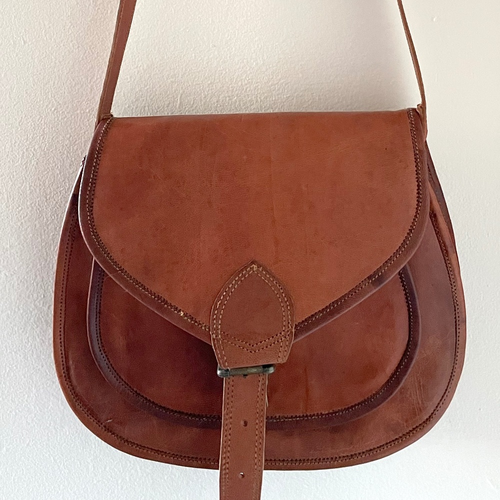 Women 13 Inch Vintage Style Genuine Brown Ladies Tote Travel Purse Leather Cross